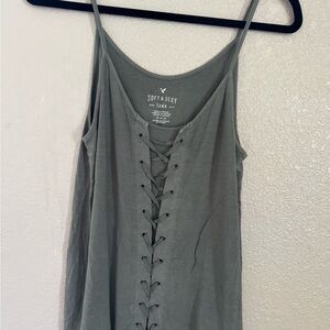 American Eagle Outfitters Lace-Up Tank Top - Green